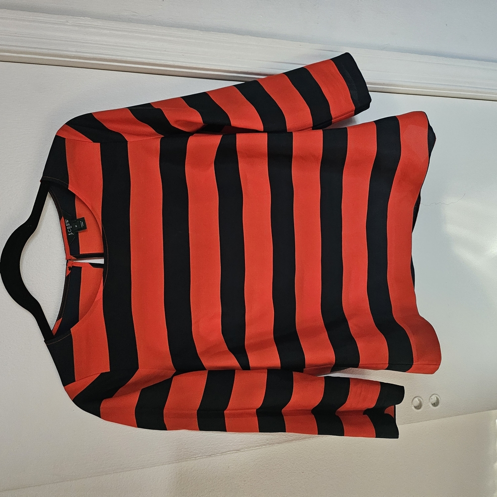 J. Crew Red and Black Striped Blouse